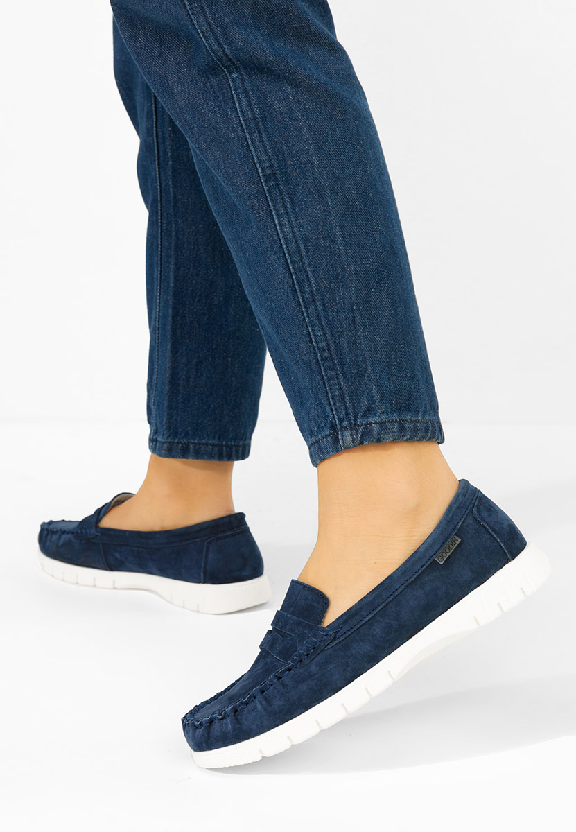 Mokasinke od prirodne kože Dariania plavo navy
