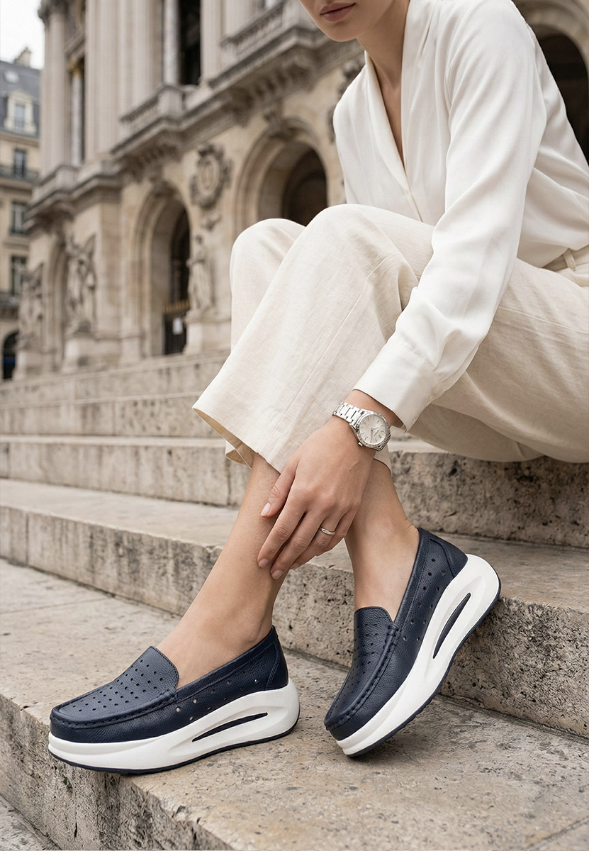 Mokasinke s platformom Laurea plavo navy