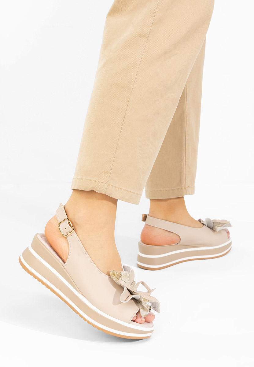 Sandale s platformom kože Rafaelia bež