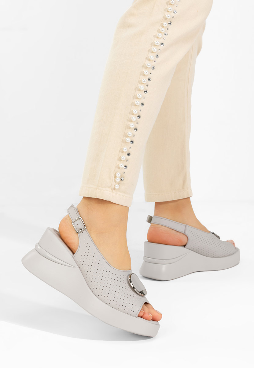 Sandale s platformom kože Zinalia sivo