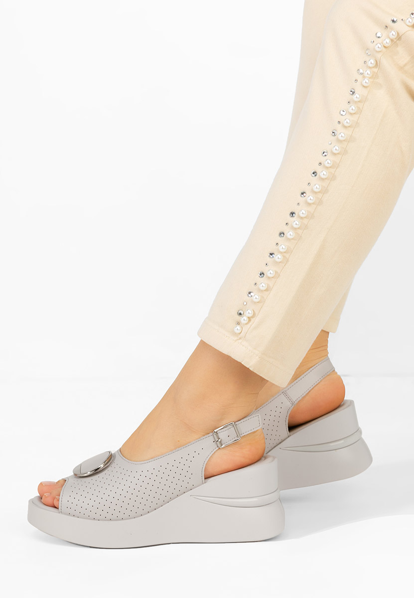 Sandale s platformom kože Zinalia sivo