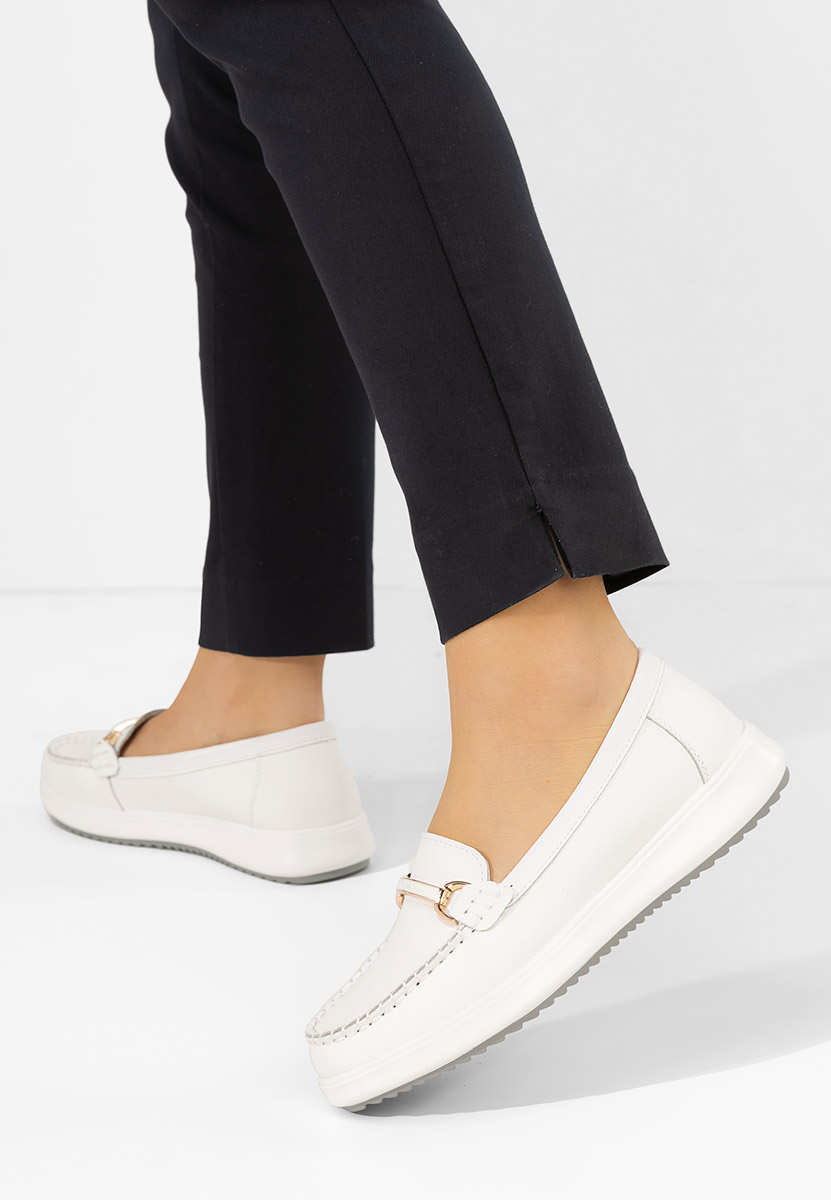 Mokasinke od prirodne kože Nessie bijele