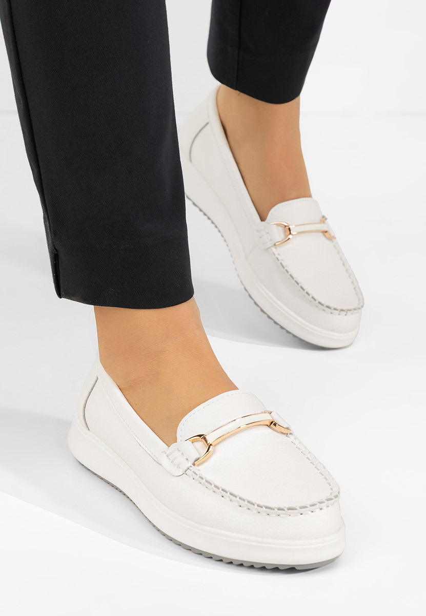 Mokasinke od prirodne kože Nessie bijele