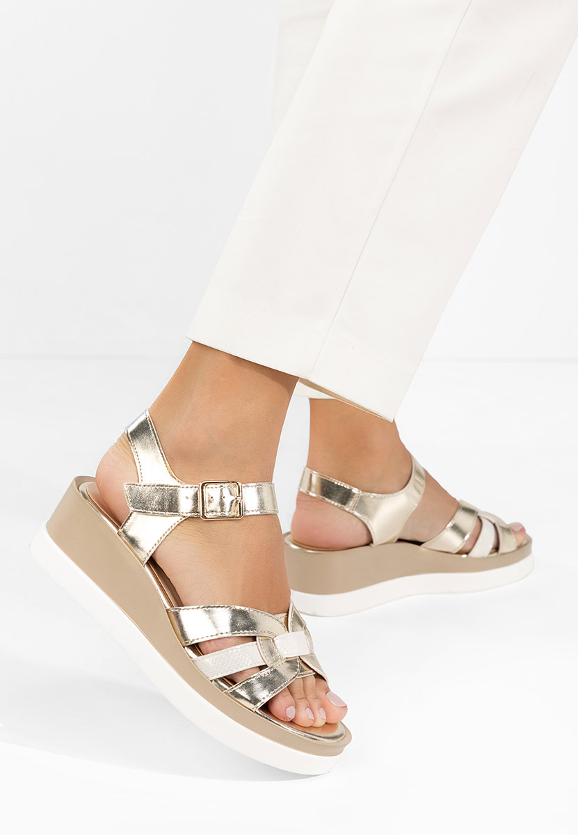 Sandale s platformom Barkita zlatno