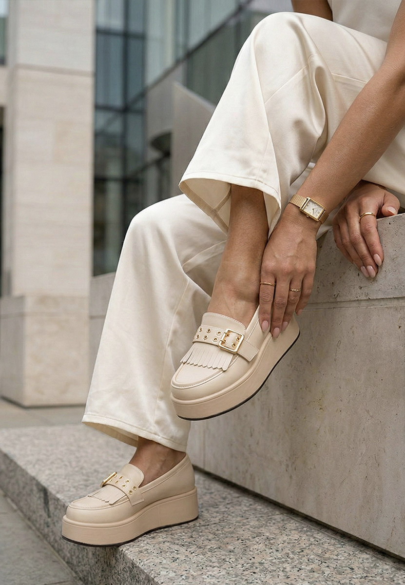 Mokasinke s platformom Magie bež