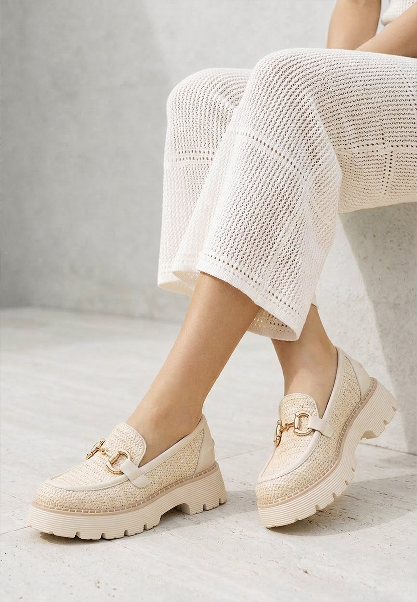 Mokasinke od prirodne kože Yolandia bež