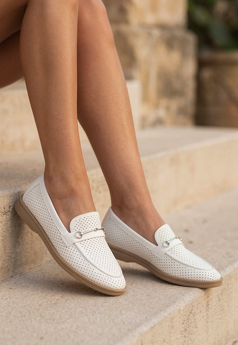 Ženske mokasinke Morvana V2 bijele