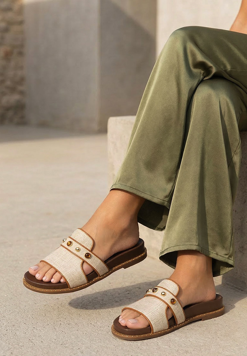 Papuče cu talpa inalta Raniella bež