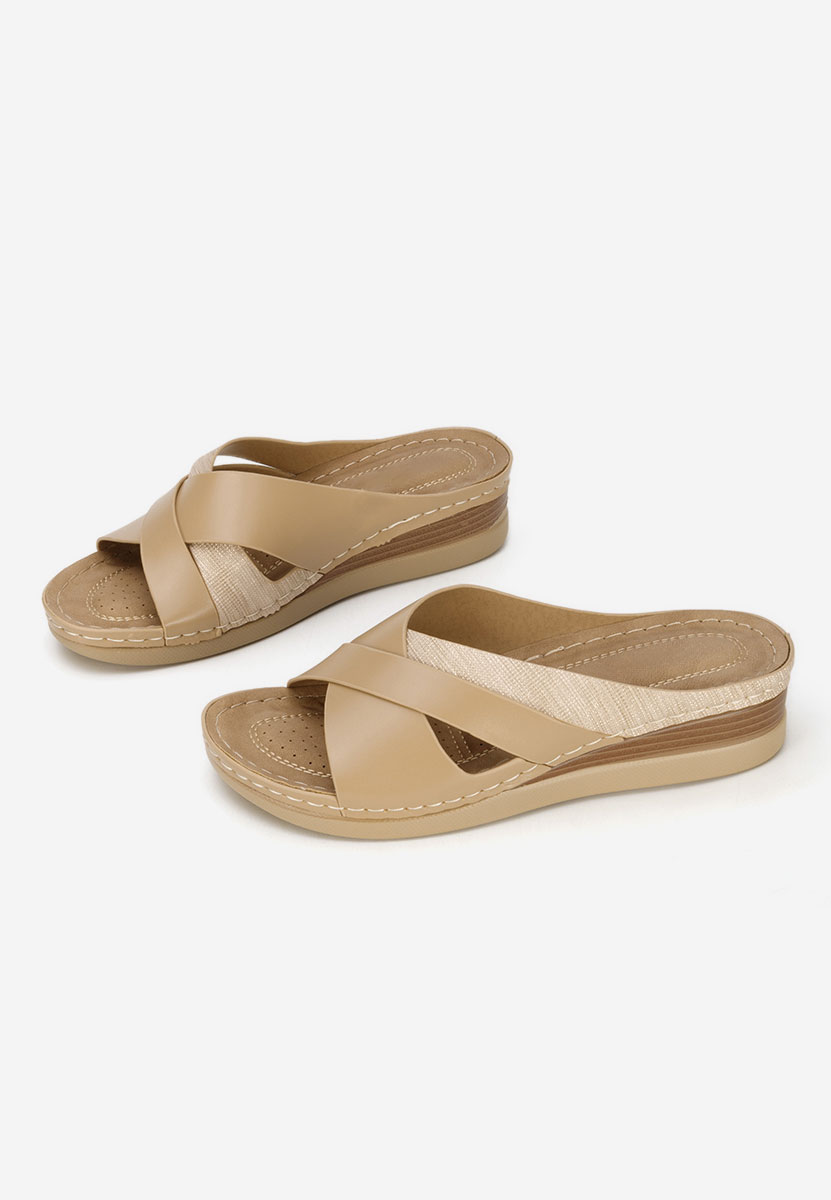 Papuče s platformom Maryna kaki