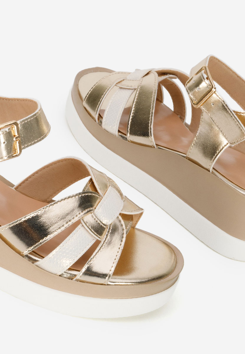 Sandale s platformom Barkita zlatno