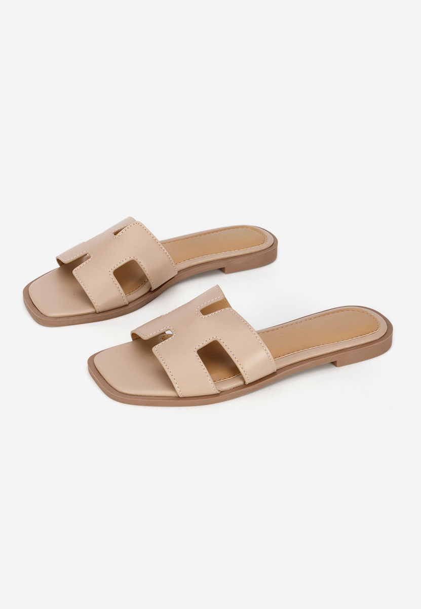 Papuče s nisku petu Lecya kaki