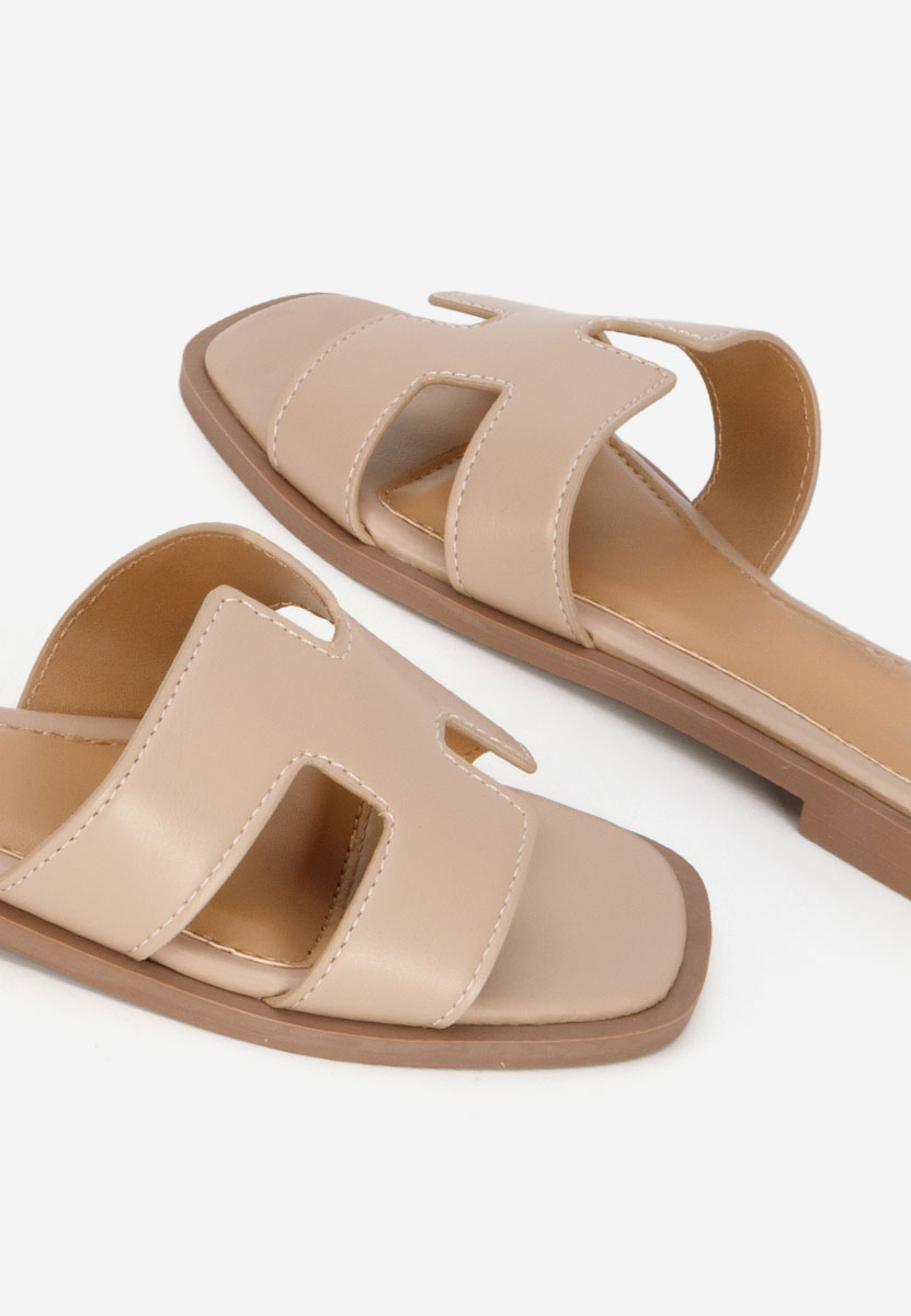 Papuče s nisku petu Lecya kaki