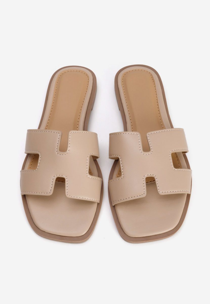 Papuče s nisku petu Lecya kaki