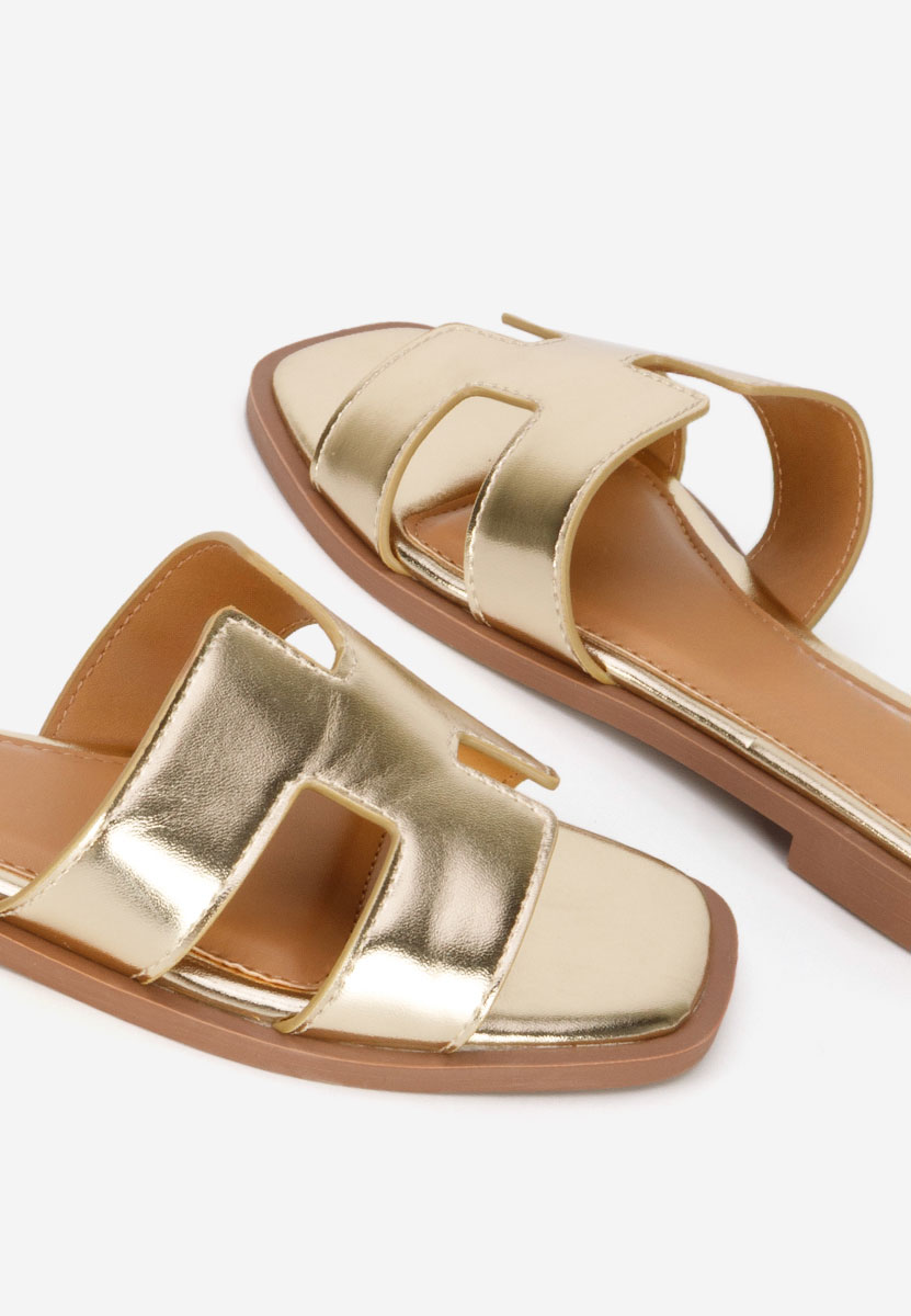 Papuče s nisku petu Lecya zlatno