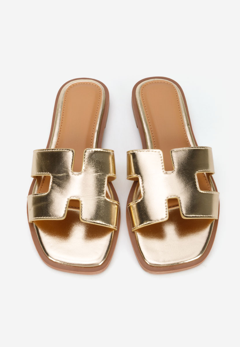 Papuče s nisku petu Lecya zlatno