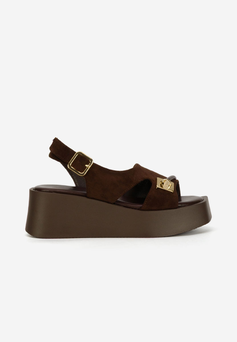 Sandale s platformom Levy braon