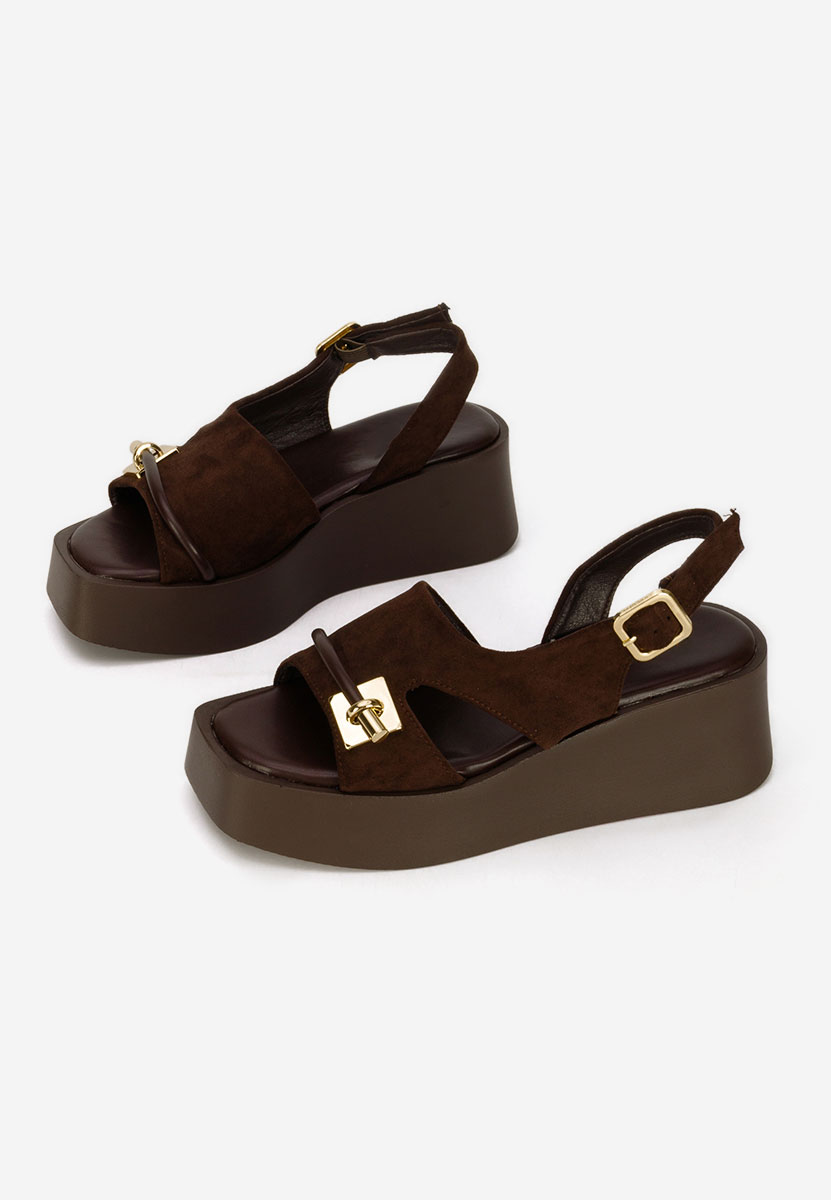 Sandale s platformom Levy braon