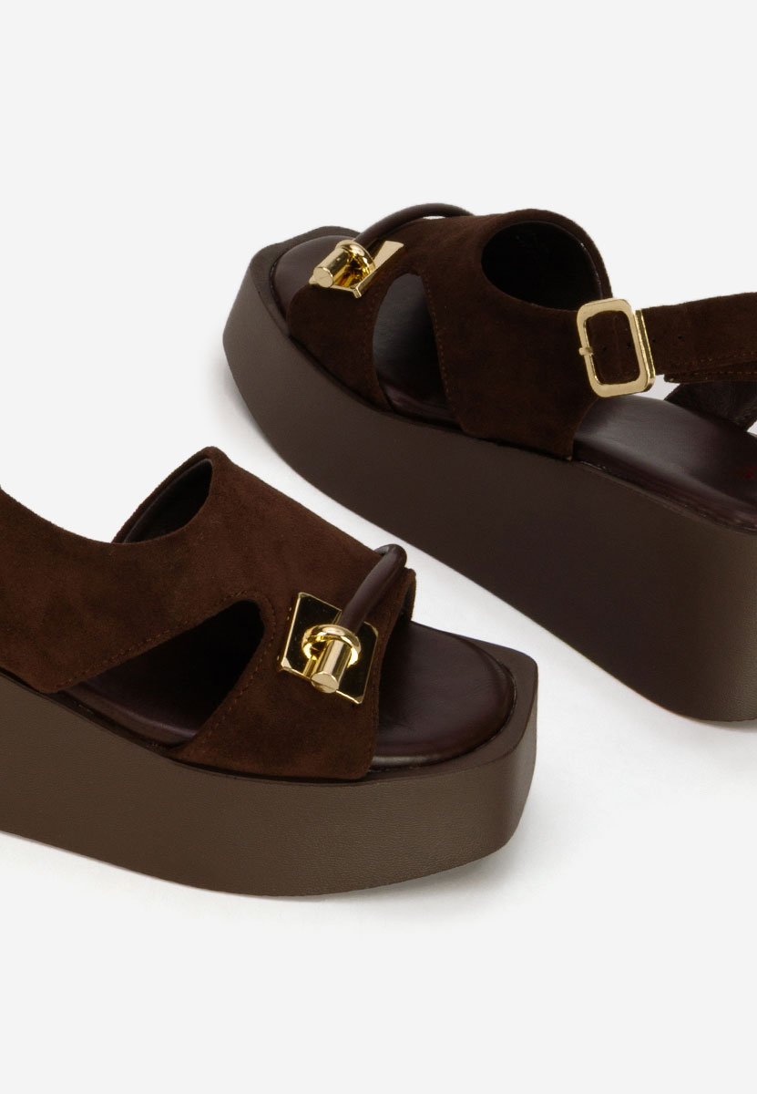 Sandale s platformom Levy braon