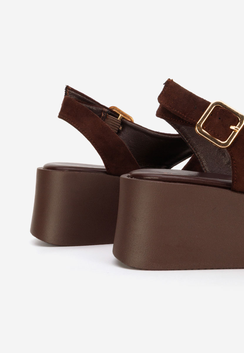 Sandale s platformom Levy braon