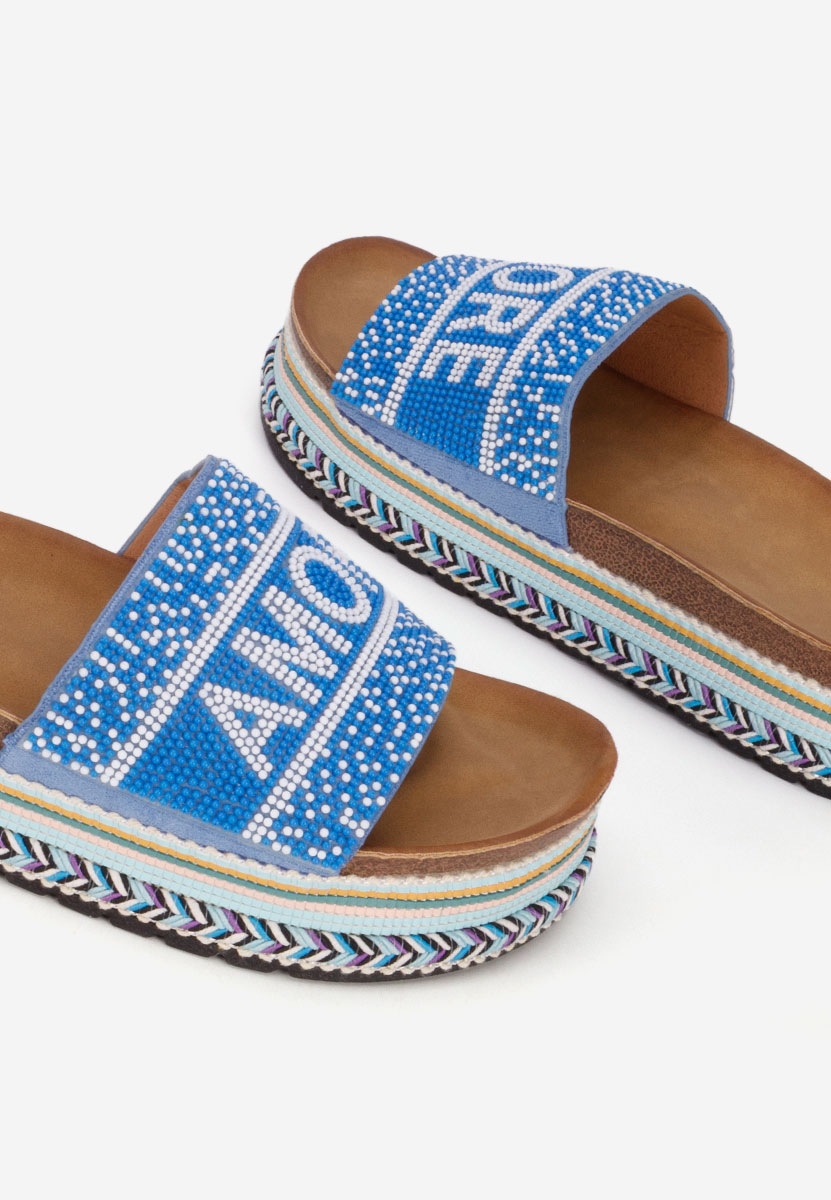 Papuče s platformom Alezia plavi