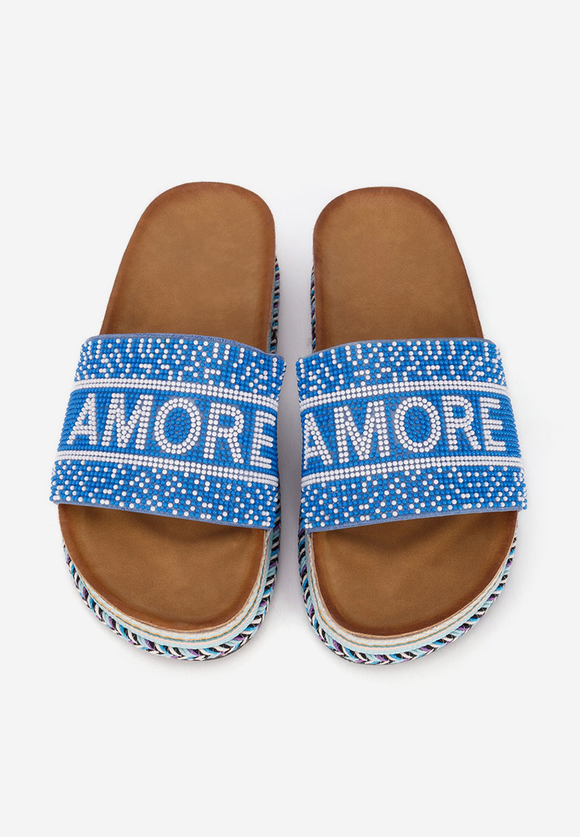 Papuče s platformom Alezia plavi