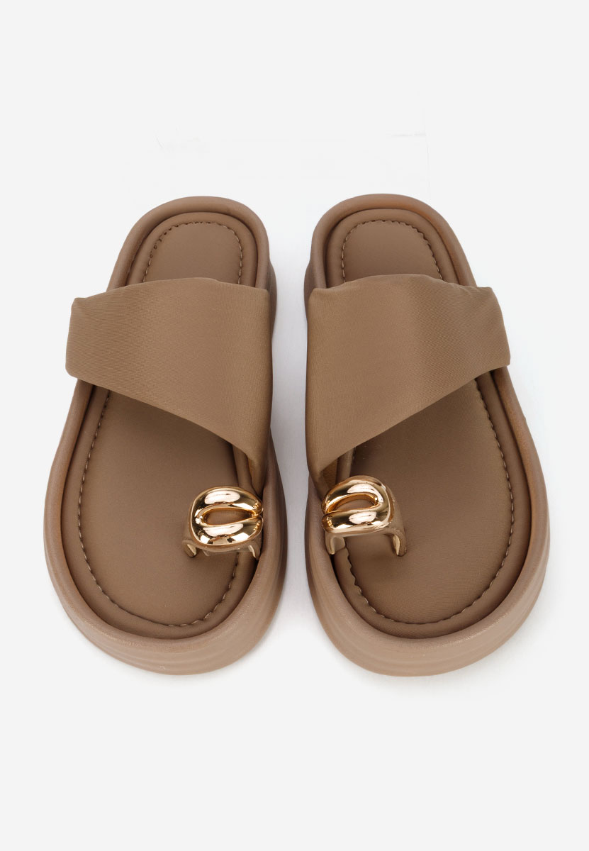 Papuče s platformom Alezzia kaki