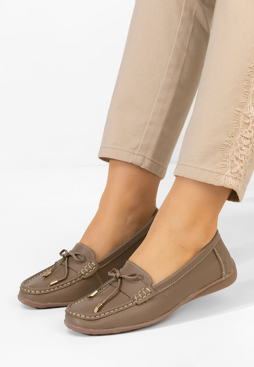 Mokasinke od prirodne kože Nemesia kaki