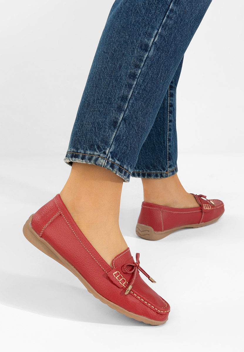 Mokasinke od prirodne kože Nemesia crveno
