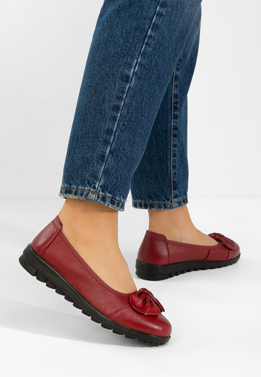 Balerinke od prirodne kože Giuliena vinsko crvena