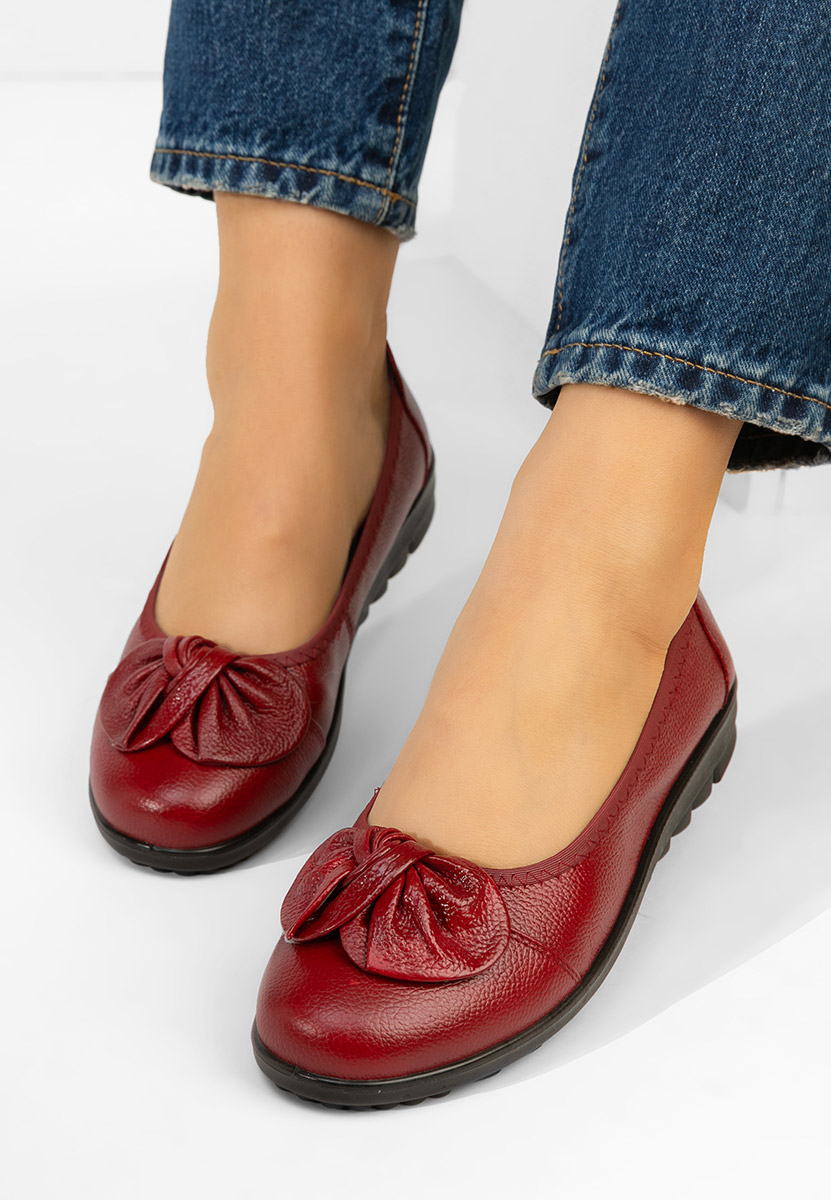 Balerinke od prirodne kože Giuliena vinsko crvena