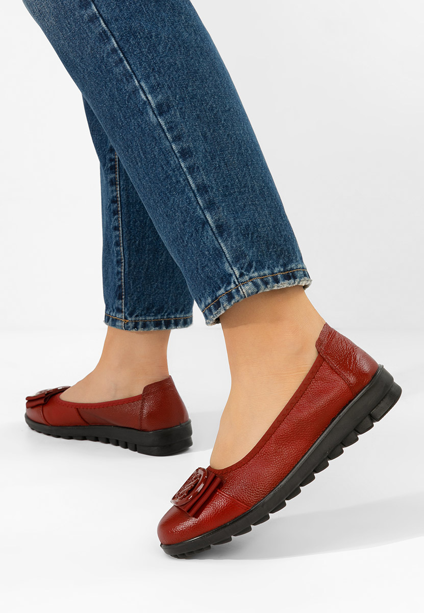 Balerinke od prirodne kože Demarisa vinsko crvena