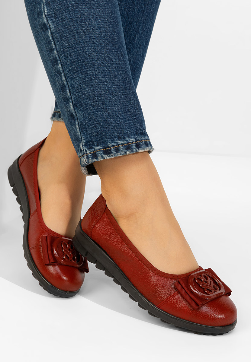 Balerinke od prirodne kože Demarisa vinsko crvena