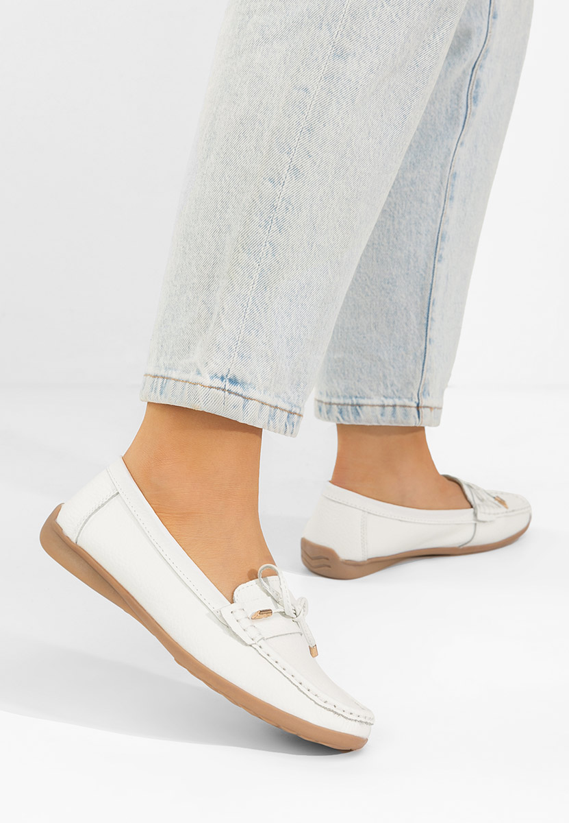 Mokasinke od prirodne kože Nemesia bijele