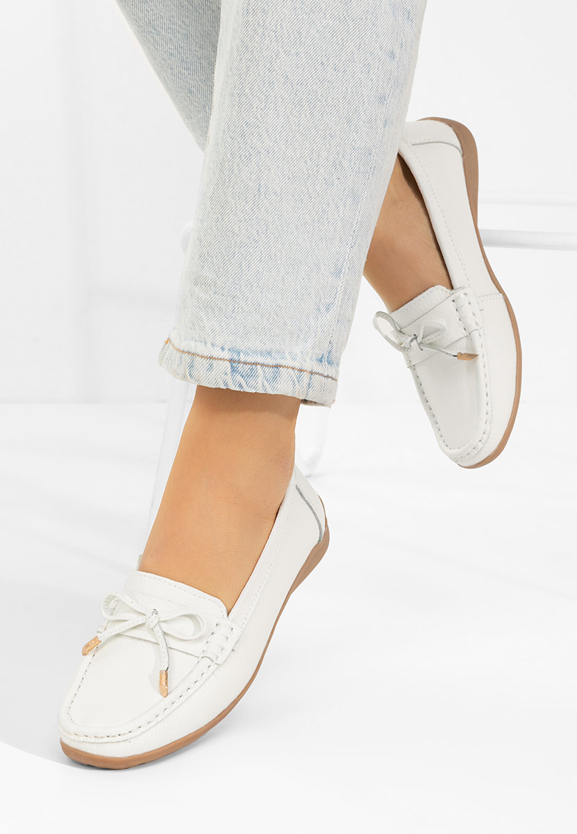 Mokasinke od prirodne kože Nemesia bijele