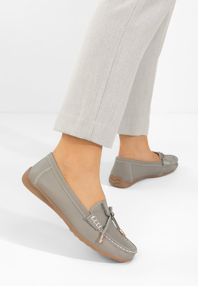Mokasinke od prirodne kože Nemesia sivo