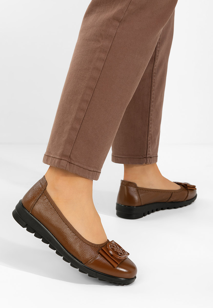 Balerinke od prirodne kože Demarisa braon