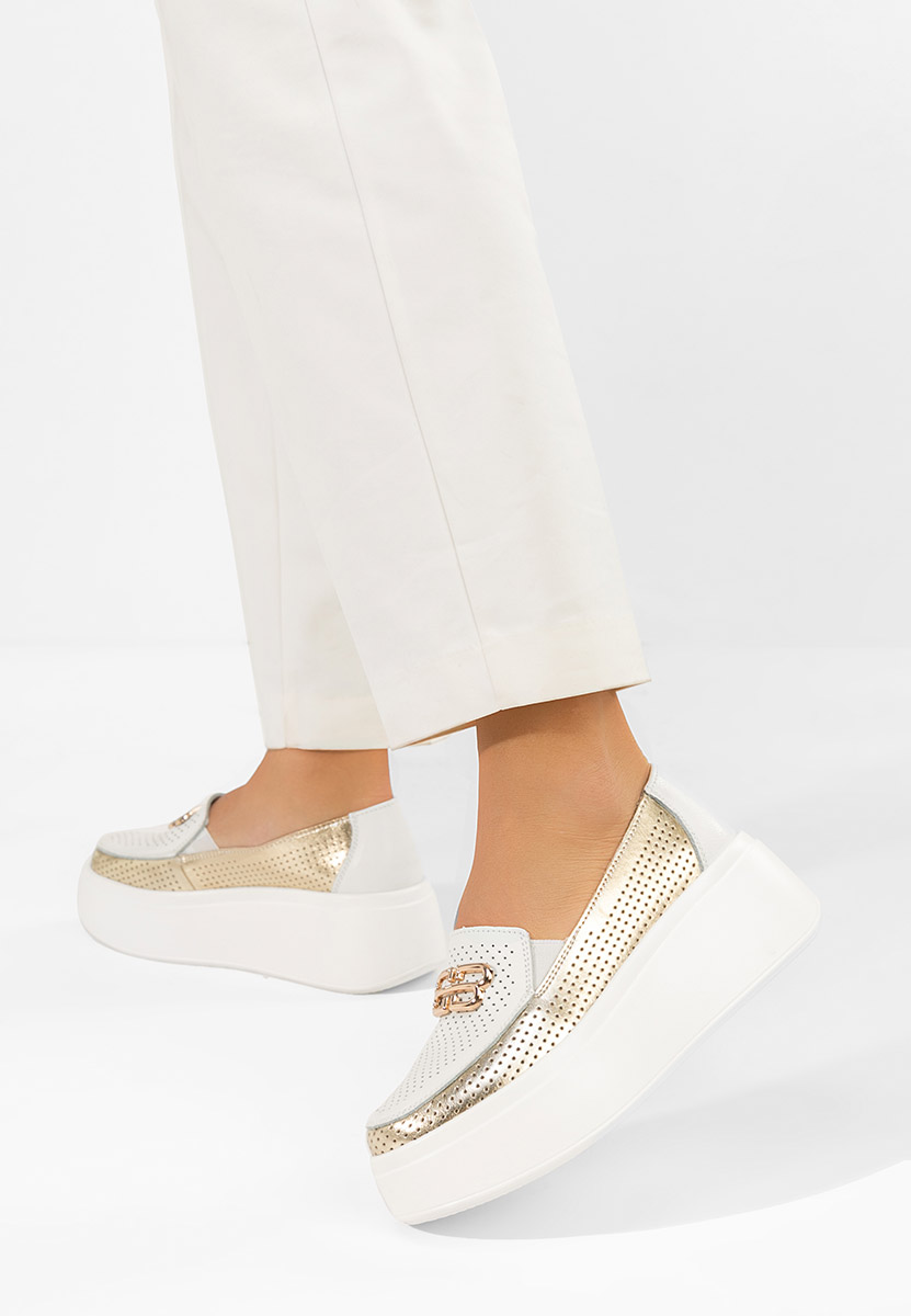 Mokasinke od prirodne kože Brinleya bijele