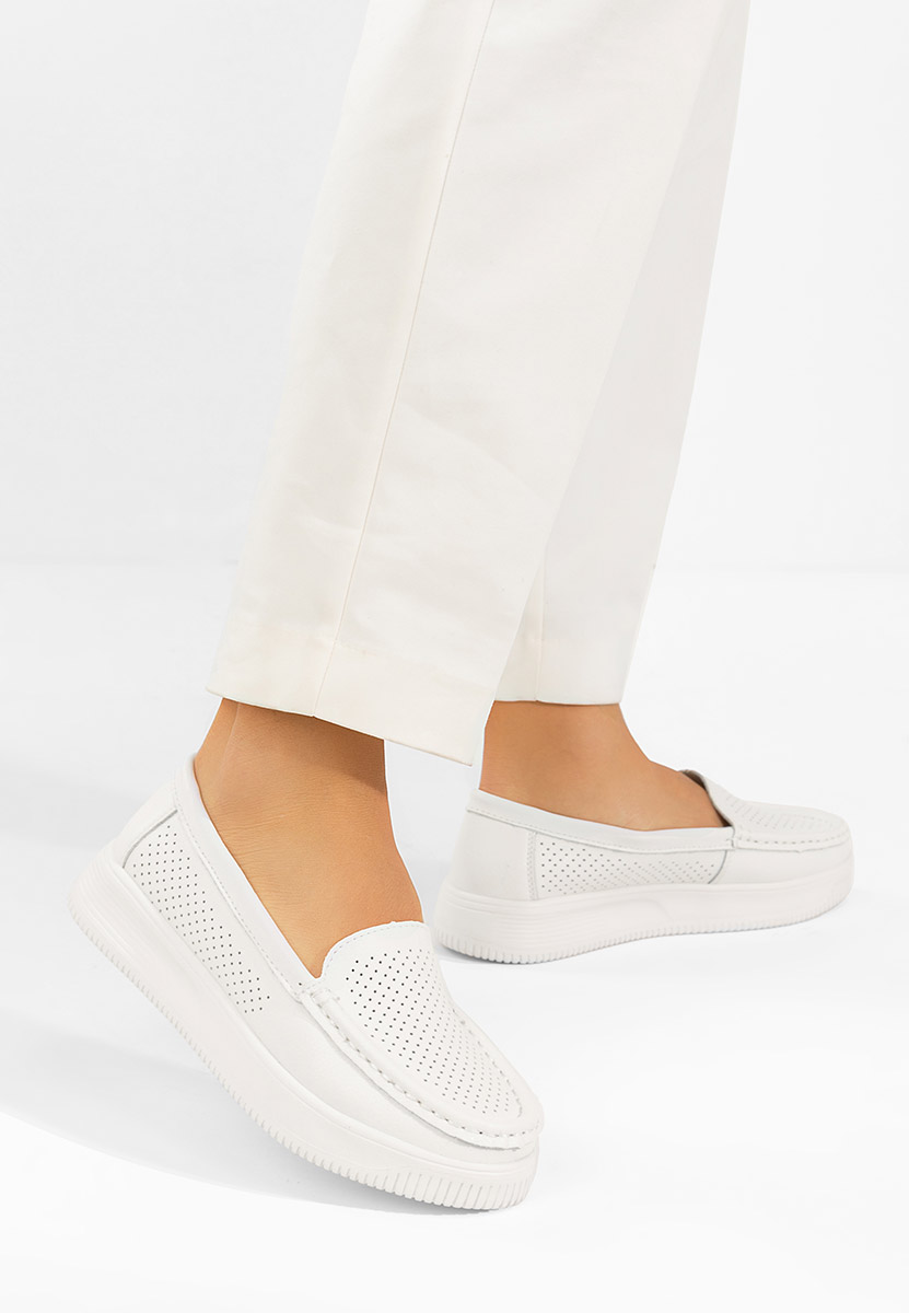 Mokasinke od prirodne kože Sabiria bijele