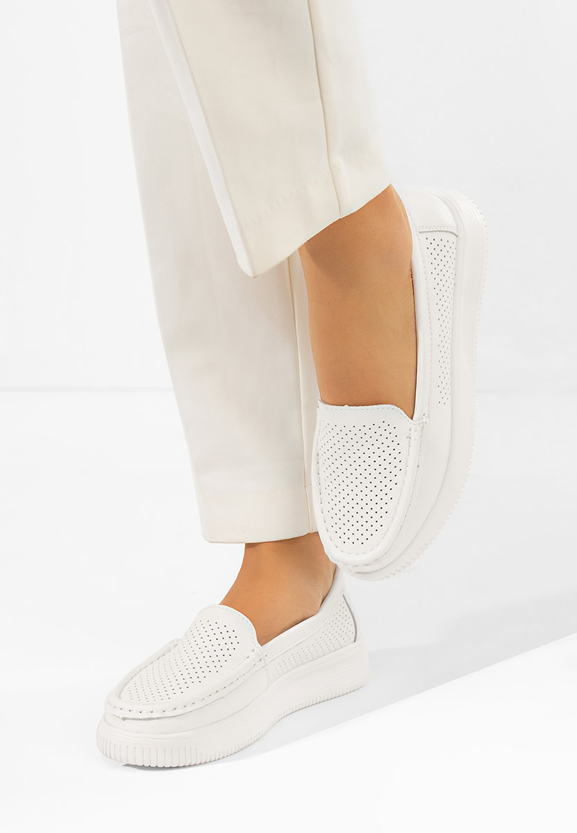 Mokasinke od prirodne kože Sabiria bijele