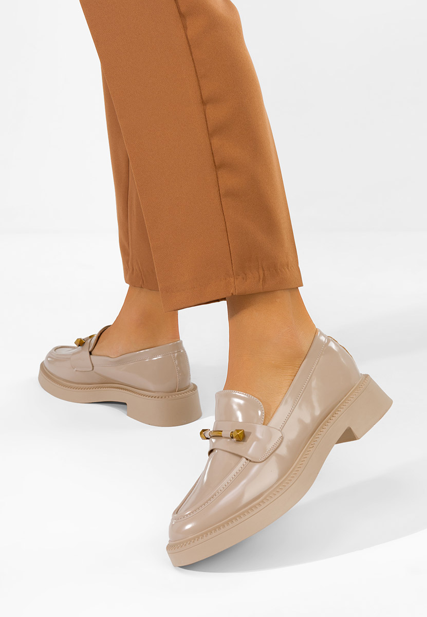 Lakirane ženske mokasinke Letissia bež