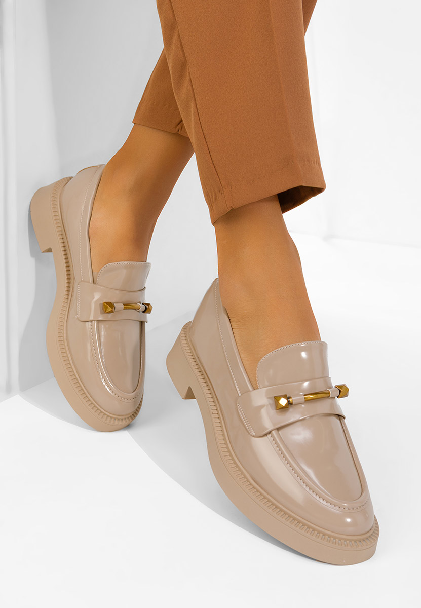 Lakirane ženske mokasinke Letissia bež