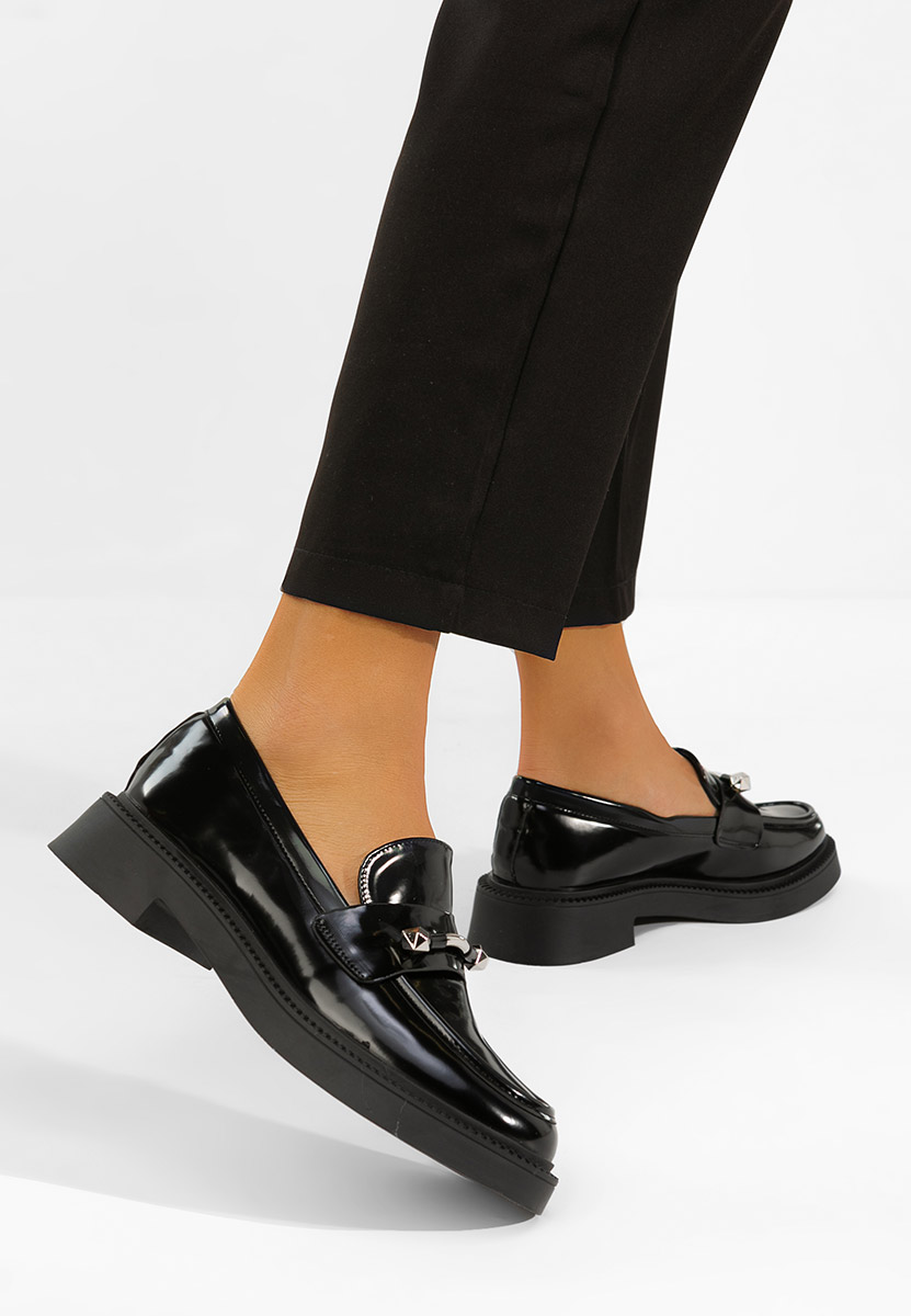 Lakirane ženske mokasinke Letissia crno