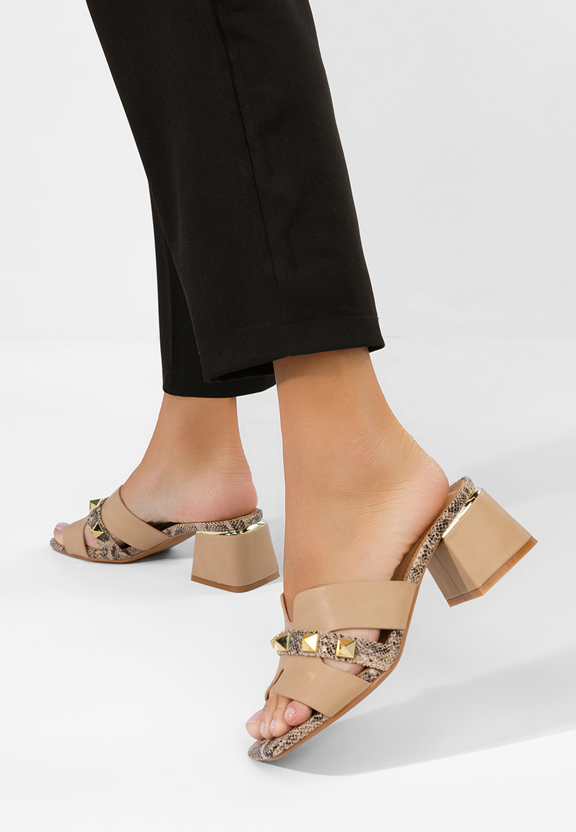 Papuče na petu Lekana bež