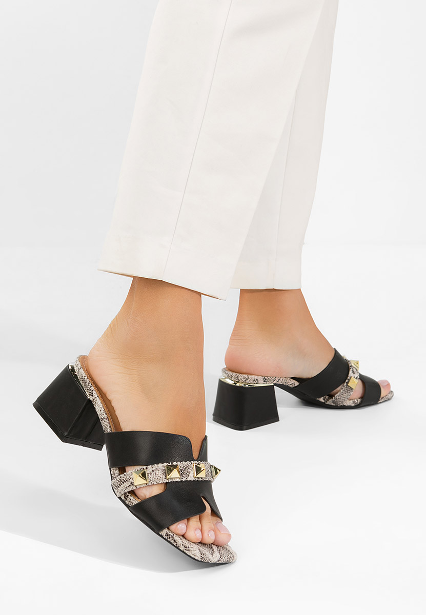 Papuče na petu Lekana crno