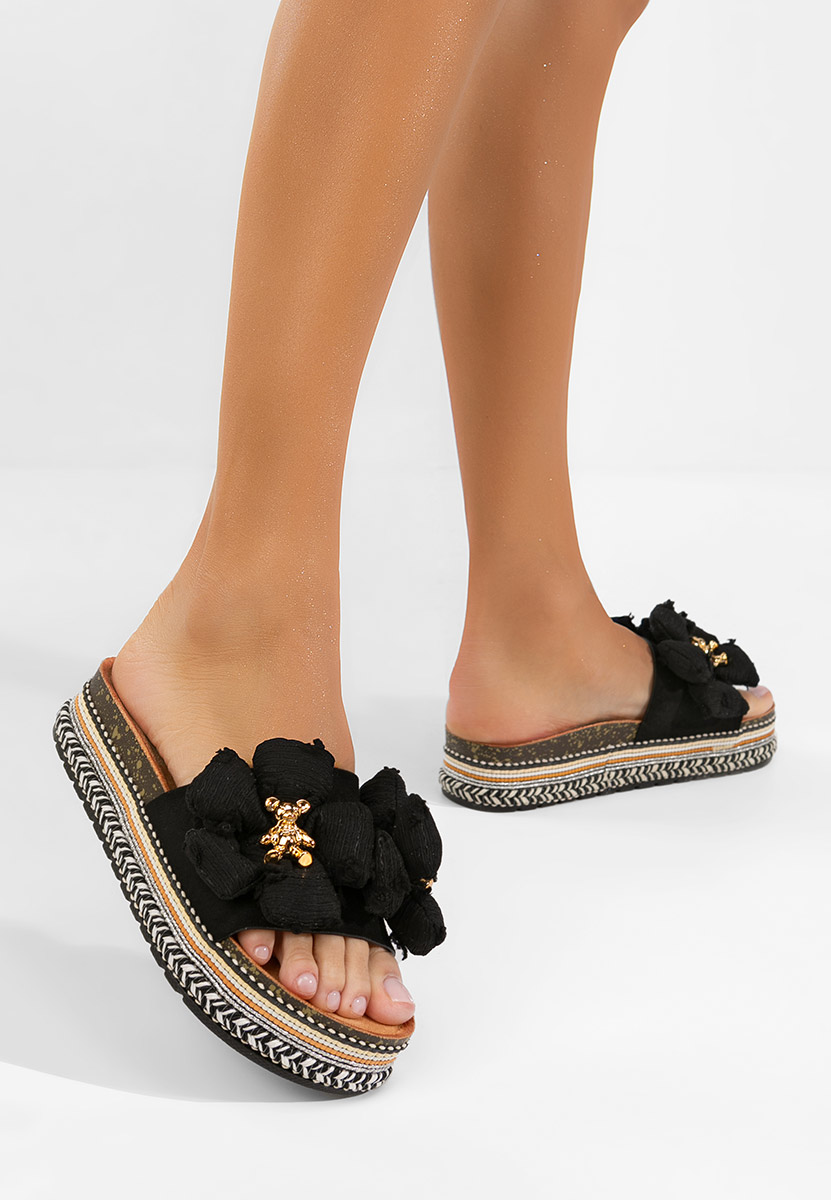 Papuče s platformom Amnia crno