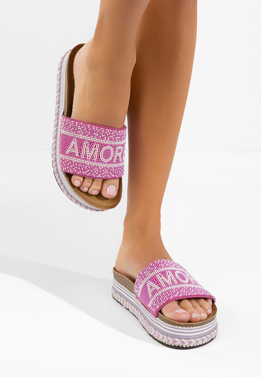 Papuče s platformom Alezia ljubičasto