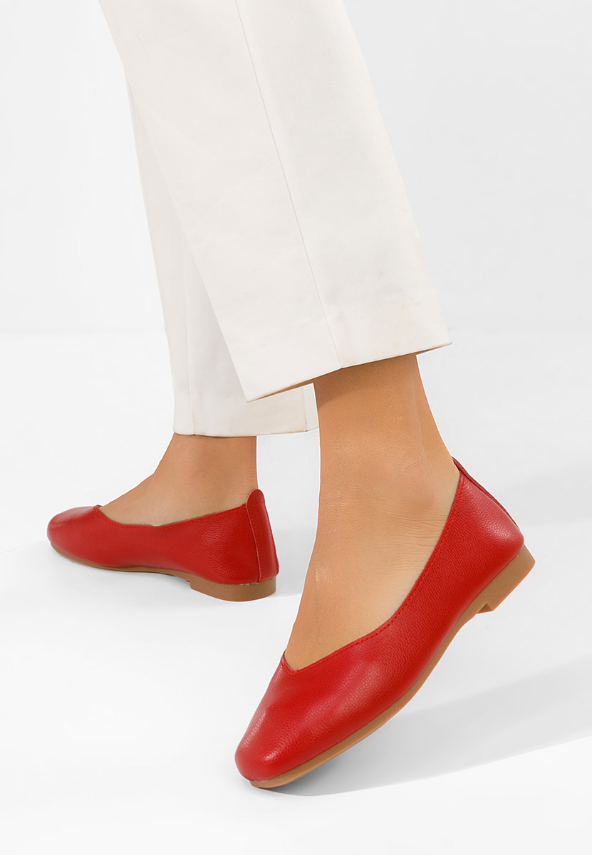 Balerinke od prirodne kože Gabiela crveno