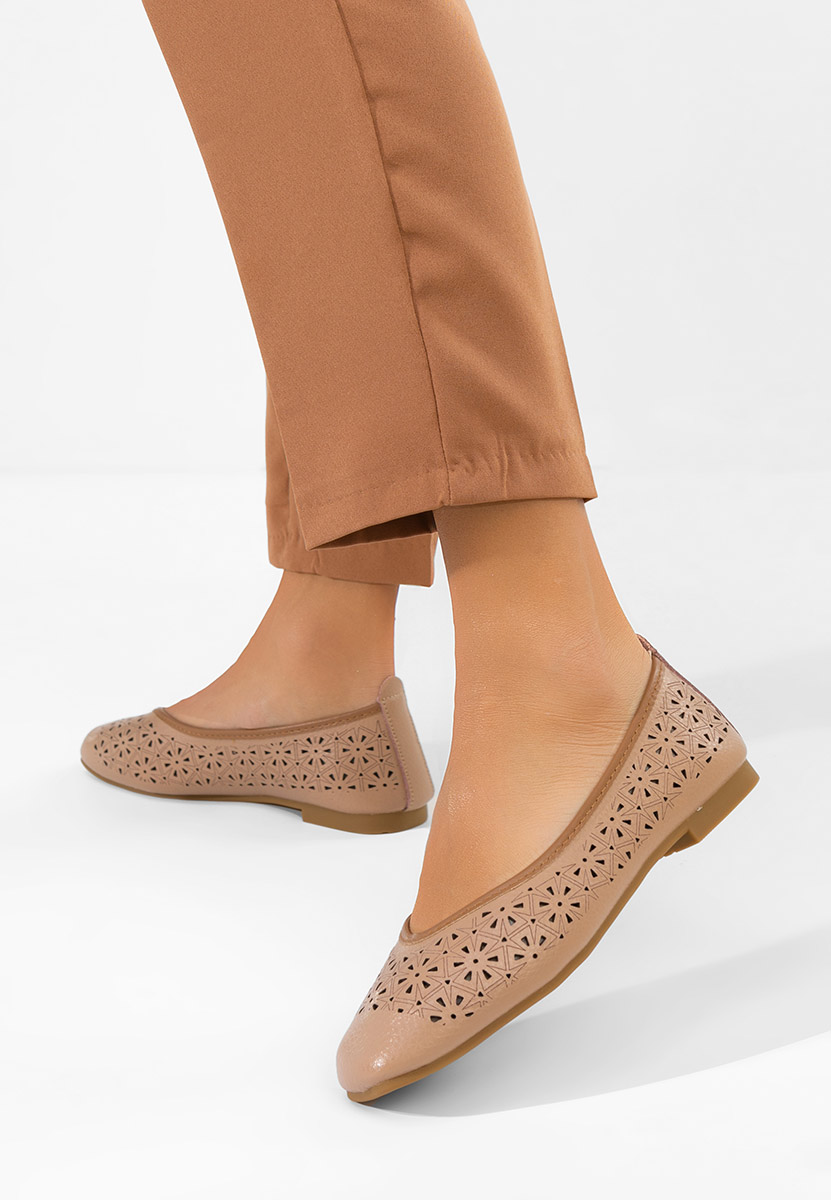 Balerinke od prirodne kože Verioma V2 bež