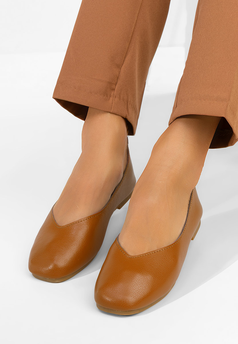 Balerinke od prirodne kože Gabiela braon