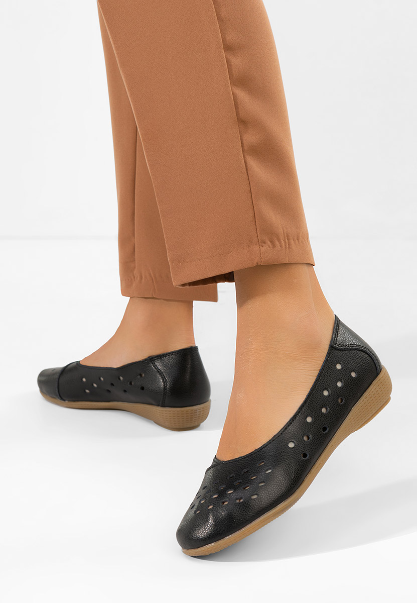 Balerinke od prirodne kože Andeia crno